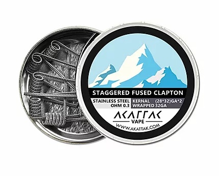 Akattak Staggered Fused Clapton SS316L-Staggered Fused (26*32)*2+32 Clapton SS316L 